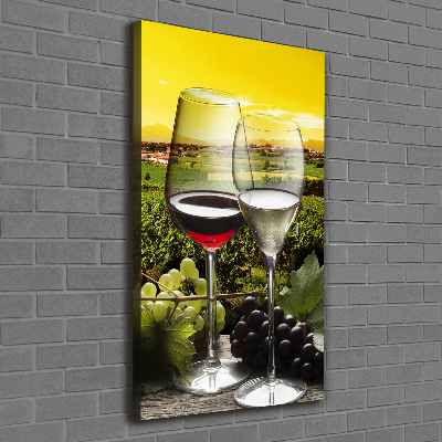 Cuadro moderno en lienzo resistente uv vertical Vino y uvas