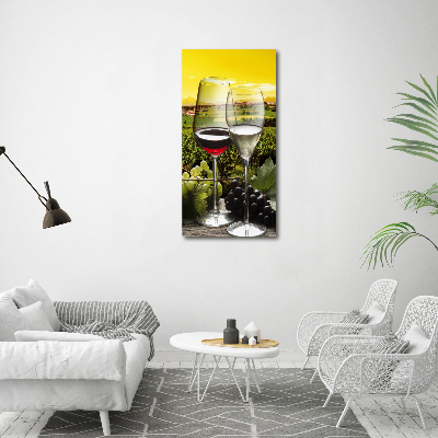 Cuadro moderno en lienzo resistente uv vertical Vino y uvas