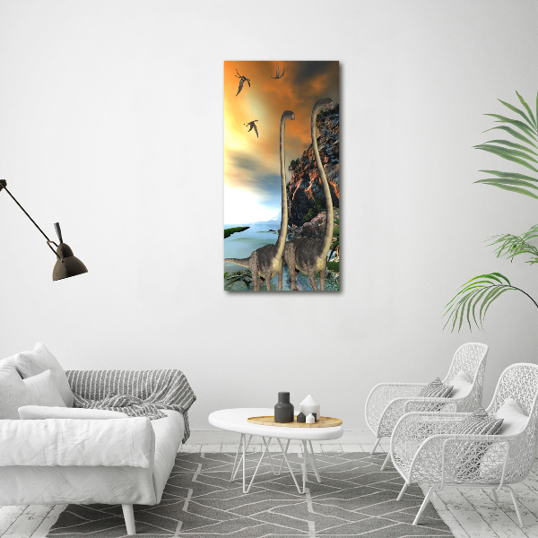 Cuadro canvas decorativo para salón vertical Dinosaurios