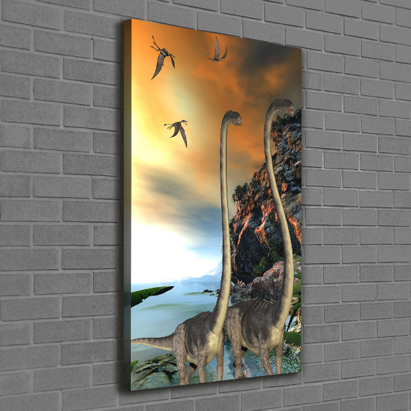 Cuadro canvas decorativo para salón vertical Dinosaurios