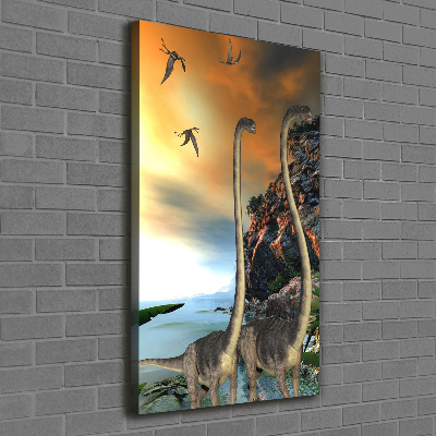 Cuadro canvas decorativo para salón vertical Dinosaurios