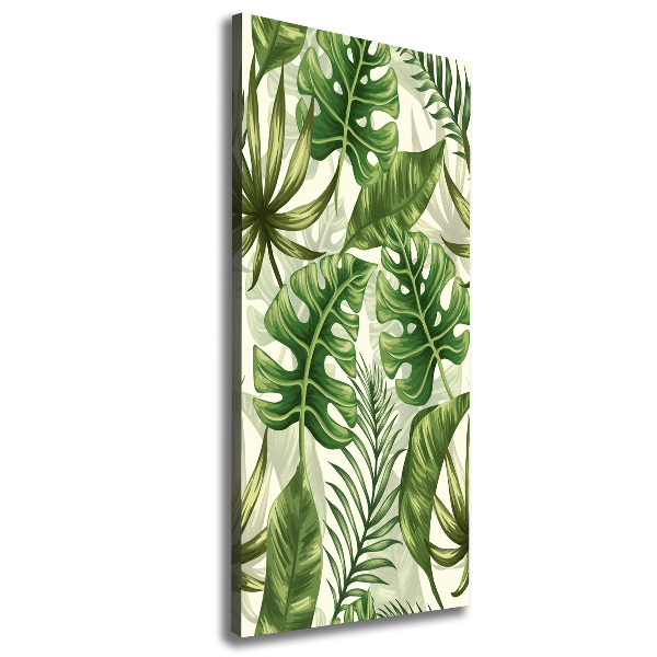 Fotografía en lienzo vertical hojas tropicales