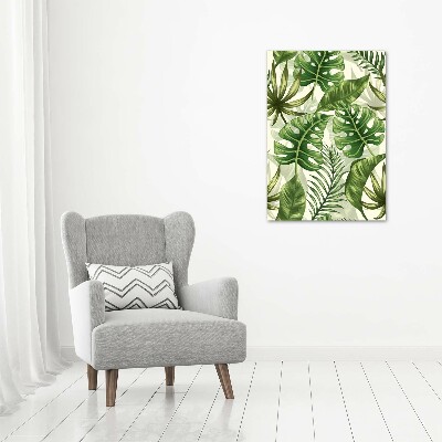 Fotografía en lienzo vertical hojas tropicales