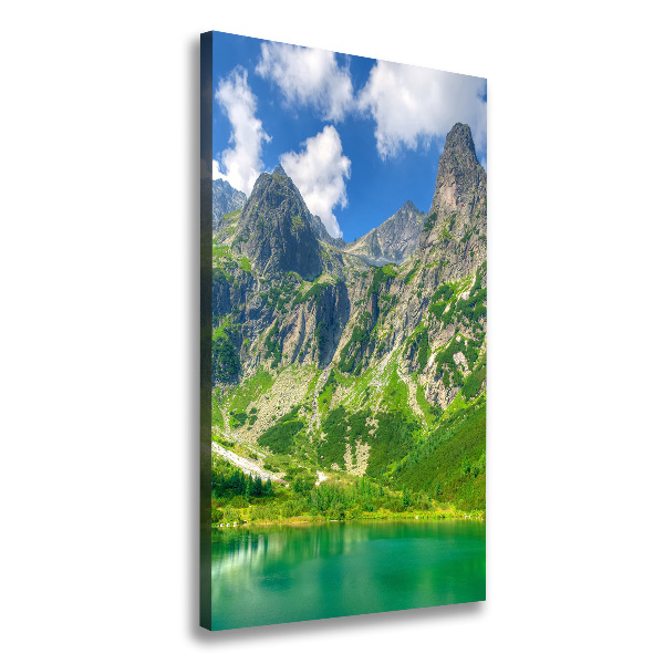 Cuadro canvas decorativo para salón vertical Lago en las montañas