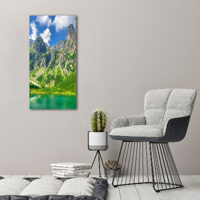 Cuadro canvas decorativo para salón vertical Lago en las montañas