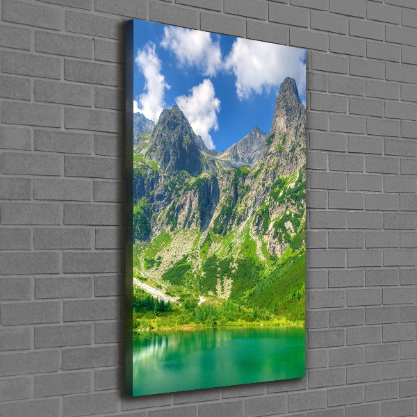 Cuadro canvas decorativo para salón vertical Lago en las montañas