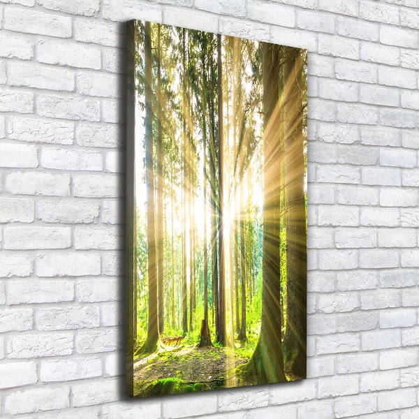 Fotografía en lienzo vertical El sol en el bosque