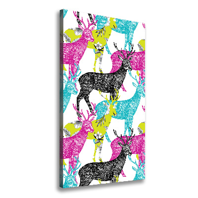 Cuadro moderno en lienzo resistente uv vertical Ciervos coloridos