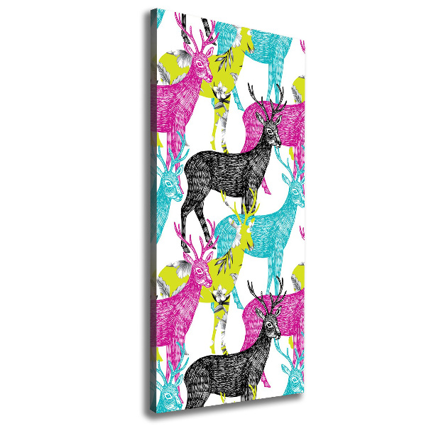 Cuadro moderno en lienzo resistente uv vertical Ciervos coloridos