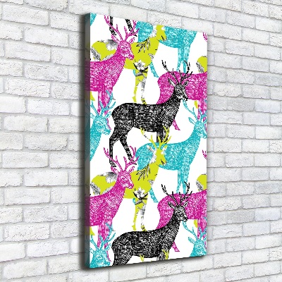 Cuadro moderno en lienzo resistente uv vertical Ciervos coloridos