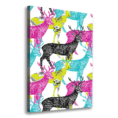 Cuadro moderno en lienzo resistente uv vertical Ciervos coloridos