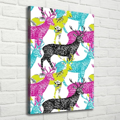Cuadro moderno en lienzo resistente uv vertical Ciervos coloridos