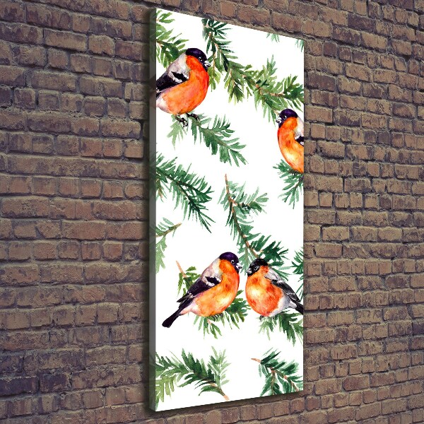 Impresión en lienzo vertical Petirrojo y coníferas