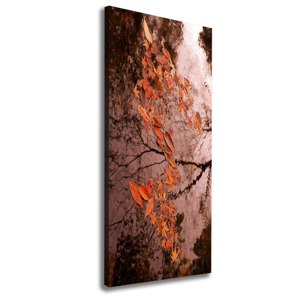 Cuadro canvas decorativo para salón vertical Hojas de otoño