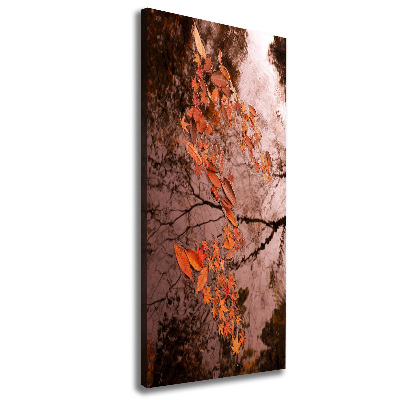 Cuadro canvas decorativo para salón vertical Hojas de otoño