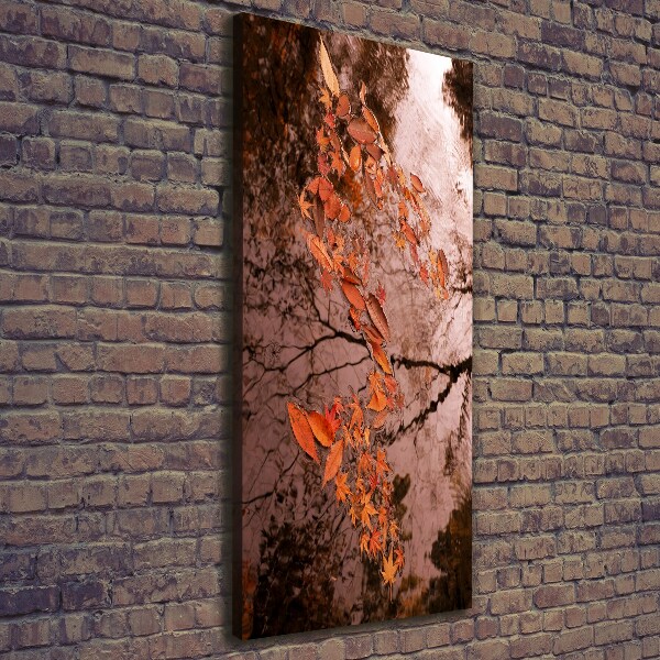 Cuadro canvas decorativo para salón vertical Hojas de otoño