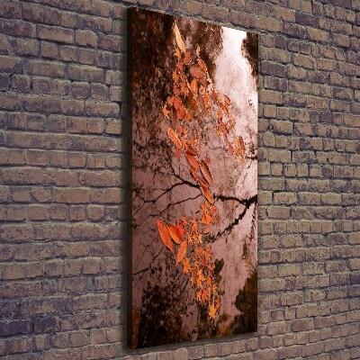 Cuadro canvas decorativo para salón vertical Hojas de otoño