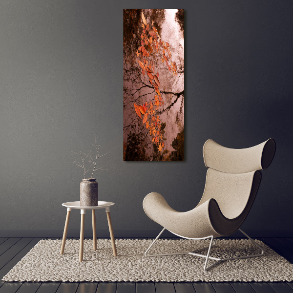 Cuadro canvas decorativo para salón vertical Hojas de otoño