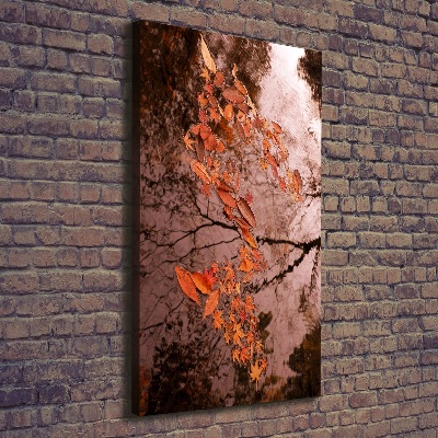 Cuadro canvas decorativo para salón vertical Hojas de otoño