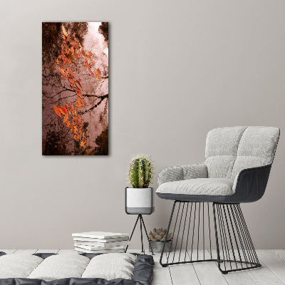 Cuadro canvas decorativo para salón vertical Hojas de otoño