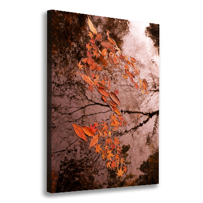 Cuadro canvas decorativo para salón vertical Hojas de otoño