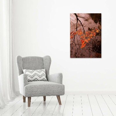 Cuadro canvas decorativo para salón vertical Hojas de otoño