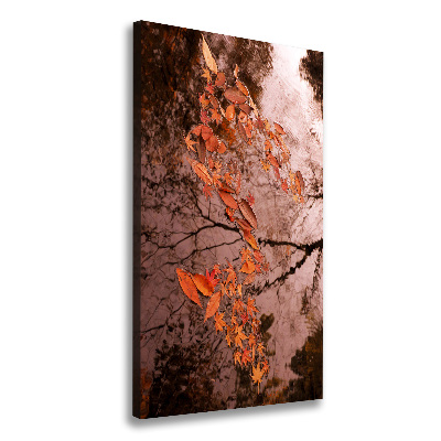 Cuadro canvas decorativo para salón vertical Hojas de otoño