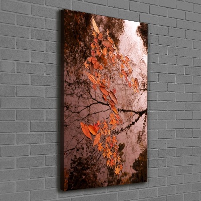 Cuadro canvas decorativo para salón vertical Hojas de otoño