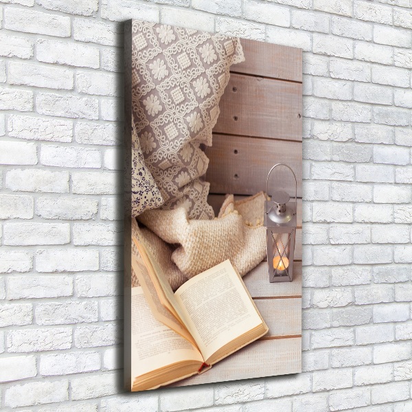Impresión en lienzo vertical Relajarse con un libro