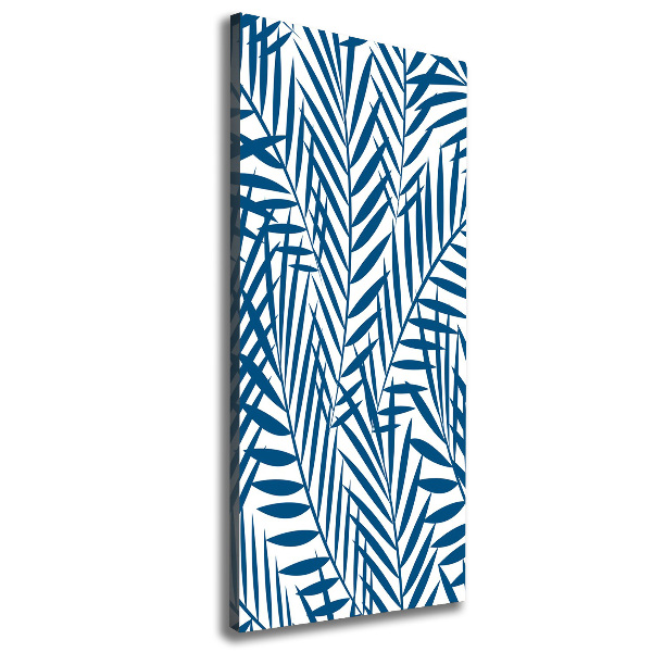 Cuadro canvas decorativo para salón vertical hojas tropicales