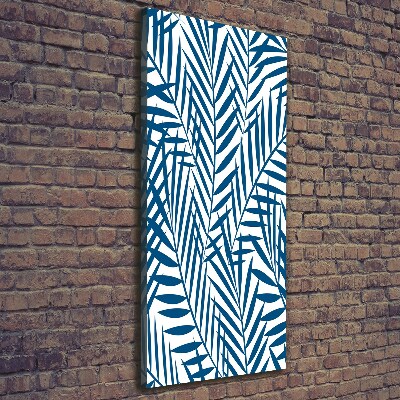 Cuadro canvas decorativo para salón vertical hojas tropicales