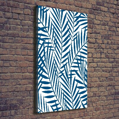 Cuadro canvas decorativo para salón vertical hojas tropicales