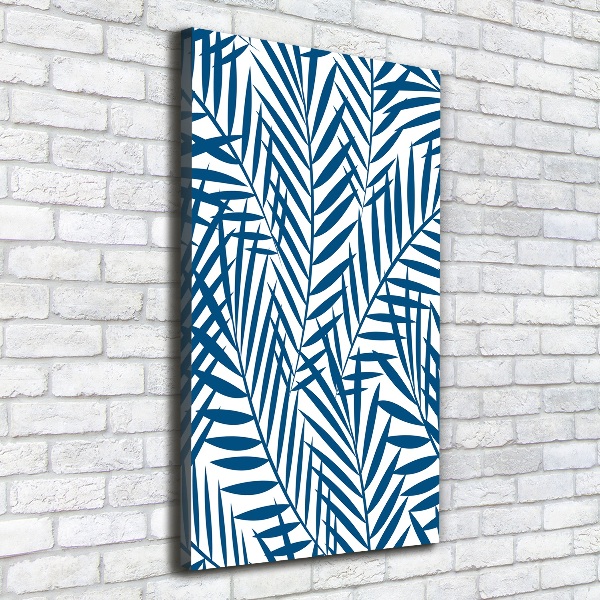 Cuadro canvas decorativo para salón vertical hojas tropicales