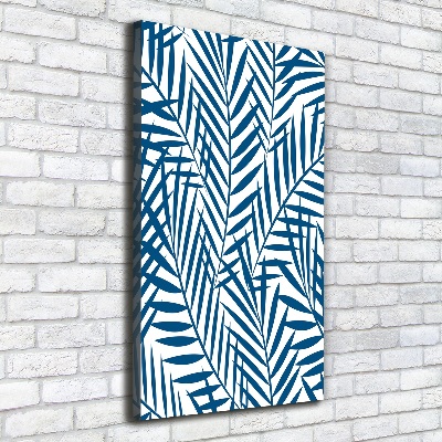 Cuadro canvas decorativo para salón vertical hojas tropicales