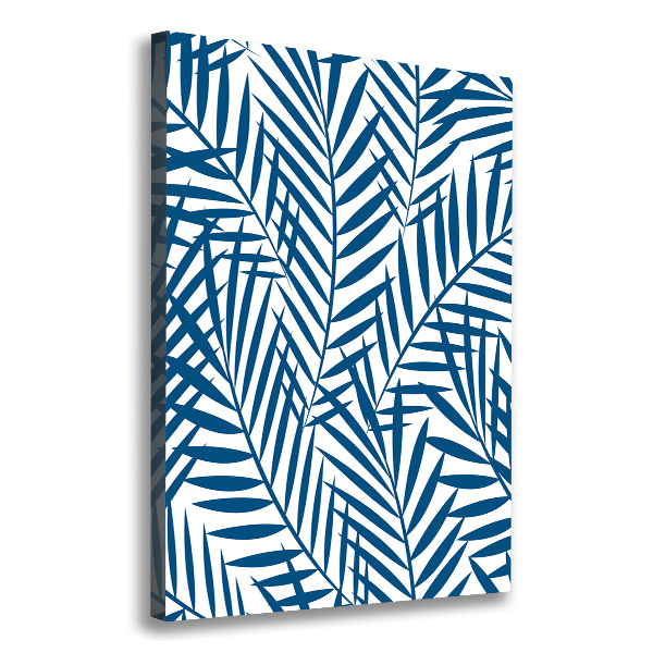 Cuadro canvas decorativo para salón vertical hojas tropicales