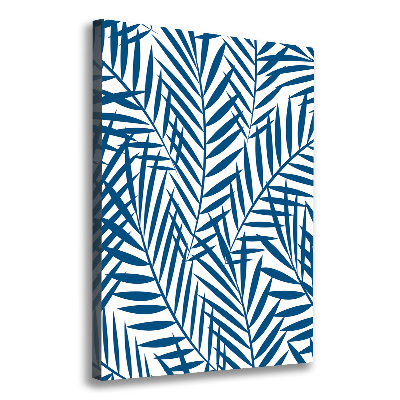 Cuadro canvas decorativo para salón vertical hojas tropicales