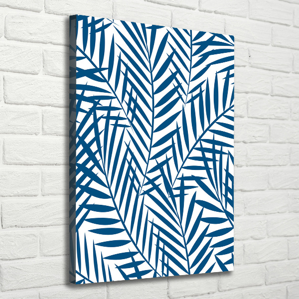 Cuadro canvas decorativo para salón vertical hojas tropicales