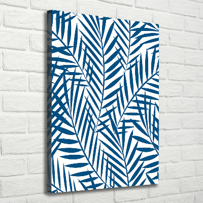 Cuadro canvas decorativo para salón vertical hojas tropicales