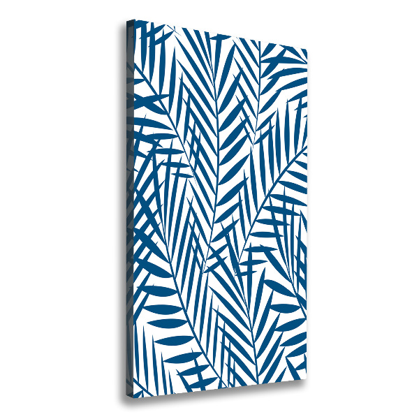 Cuadro canvas decorativo para salón vertical hojas tropicales