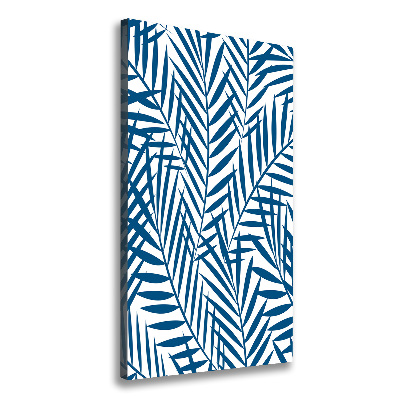 Cuadro canvas decorativo para salón vertical hojas tropicales