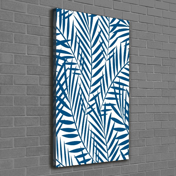 Cuadro canvas decorativo para salón vertical hojas tropicales