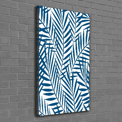 Cuadro canvas decorativo para salón vertical hojas tropicales