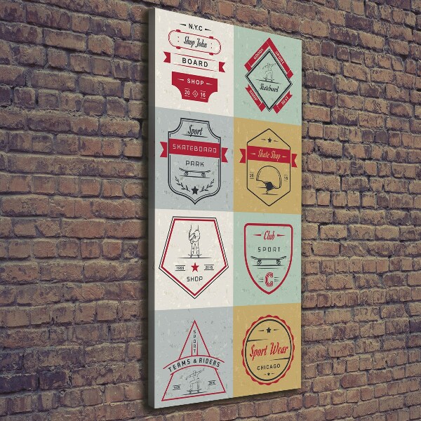 Cuadro moderno en lienzo resistente uv vertical Señales de patineta