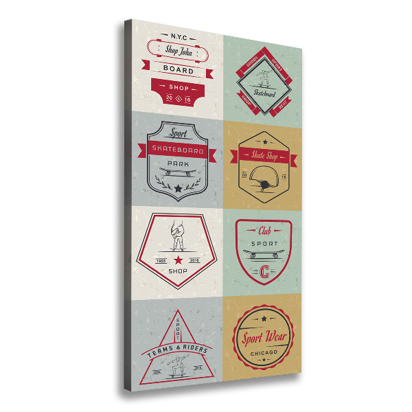 Cuadro moderno en lienzo resistente uv vertical Señales de patineta
