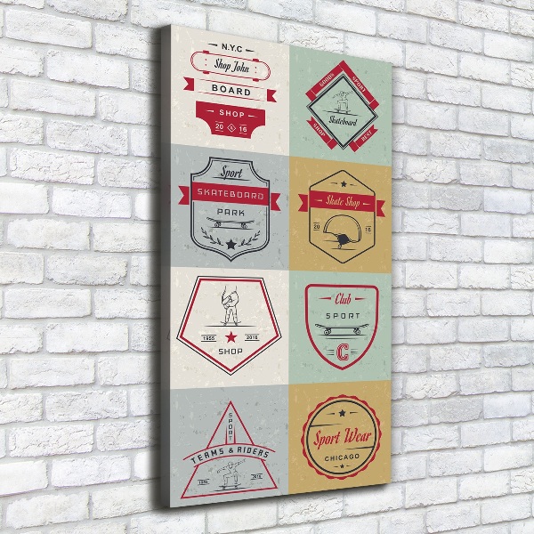 Cuadro moderno en lienzo resistente uv vertical Señales de patineta