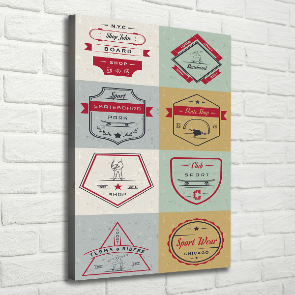 Cuadro moderno en lienzo resistente uv vertical Señales de patineta