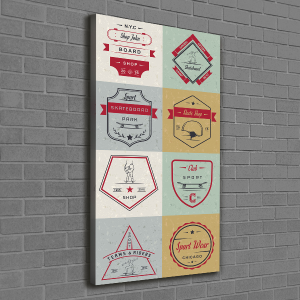 Cuadro moderno en lienzo resistente uv vertical Señales de patineta