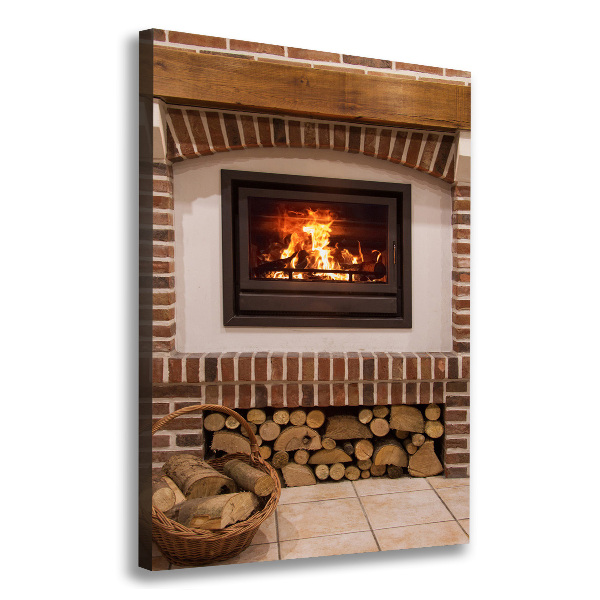 Nowoczesny obraz canvas na ramie pionowy Kominek