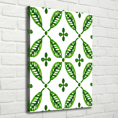 Cuadro moderno en lienzo resistente uv vertical hojas verdes