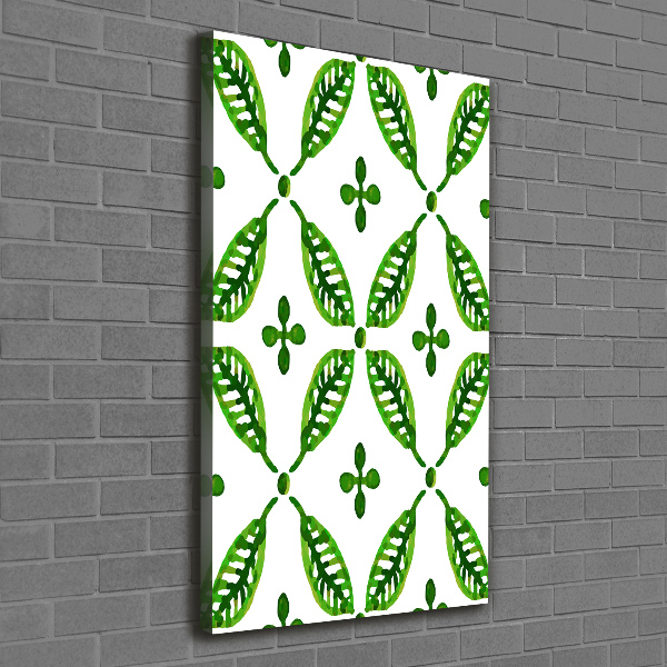 Cuadro moderno en lienzo resistente uv vertical hojas verdes
